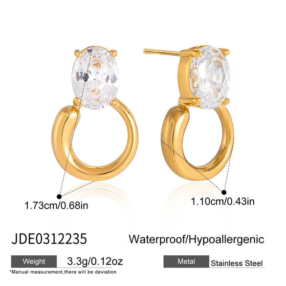 Wholesale Women's Geometric Stainless Steel Earrings With Vacuum Real Gold Plating