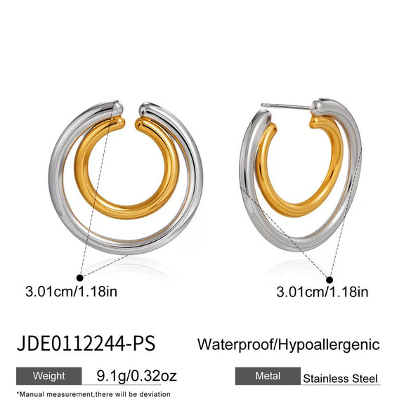 Wholesale Women's Geometric Stainless Steel Earrings With Vacuum Real Gold Plating