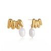 Wholesale Women's Geometric Stainless Steel Earrings With Vacuum Real Gold Plating