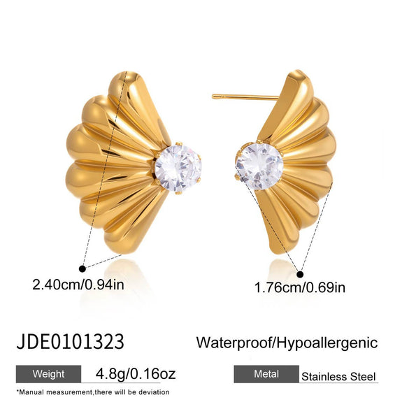 Wholesale Women's Geometric Stainless Steel Earrings With Vacuum Real Gold Plating