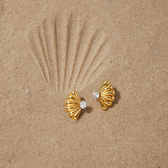 Wholesale Women's Geometric Stainless Steel Earrings With Vacuum Real Gold Plating