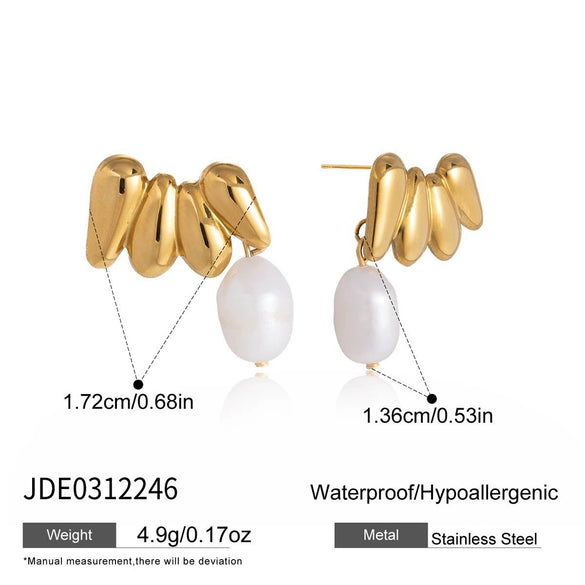 Wholesale Women's Geometric Stainless Steel Earrings With Vacuum Real Gold Plating