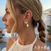 Wholesale Women's Geometric Stainless Steel Earrings With Vacuum Real Gold Plating