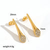Wholesale Women's Geometric Stainless Steel Earrings With Wing Texture Pvd Furnace Vacuum Real Gold Plating