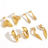 Wholesale Women's Geometric Stainless Steel Earrings With Wing Texture Pvd Furnace Vacuum Real Gold Plating