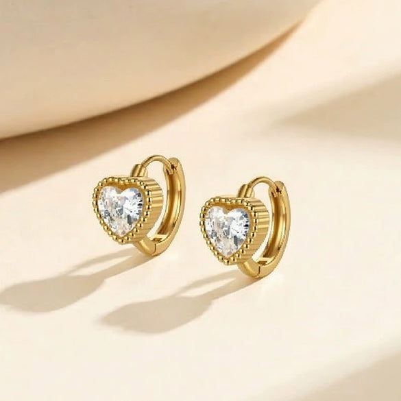 Wholesale Women's Geometric Stainless Steel Earrings With Zircon Encrusted And 18K Plated