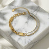 Wholesale Women's Geometric Stainless Steel Electroplated 5A Zircon Spliced Chain Light Luxury Bracelet