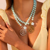 Wholesale Women's Geometric Stainless Steel Electroplated Beaded Spiral Necklace