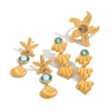 Wholesale Women's Geometric Stainless Steel Electroplated Blue Transparent Cut Glass Light Ear Jewelry