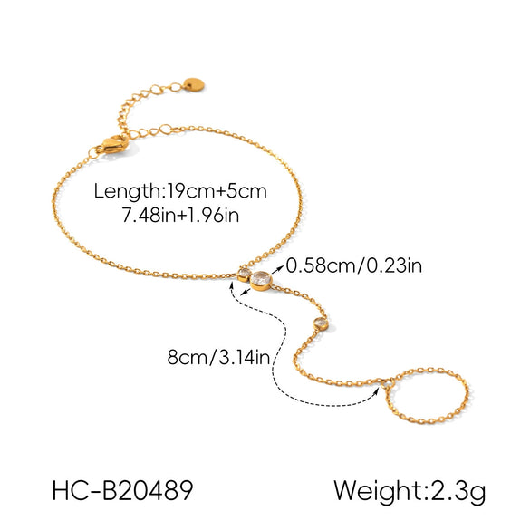 Wholesale Women's Geometric Stainless Steel Electroplated Bracelet And Finger Chain Jewelry