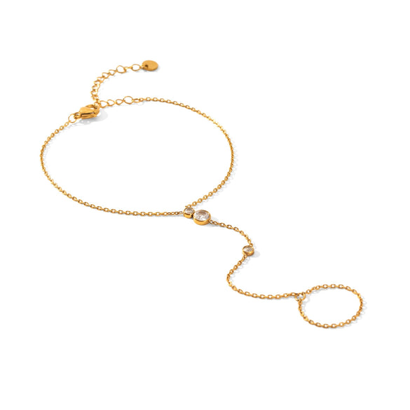 Wholesale Women's Geometric Stainless Steel Electroplated Bracelet And Finger Chain Jewelry