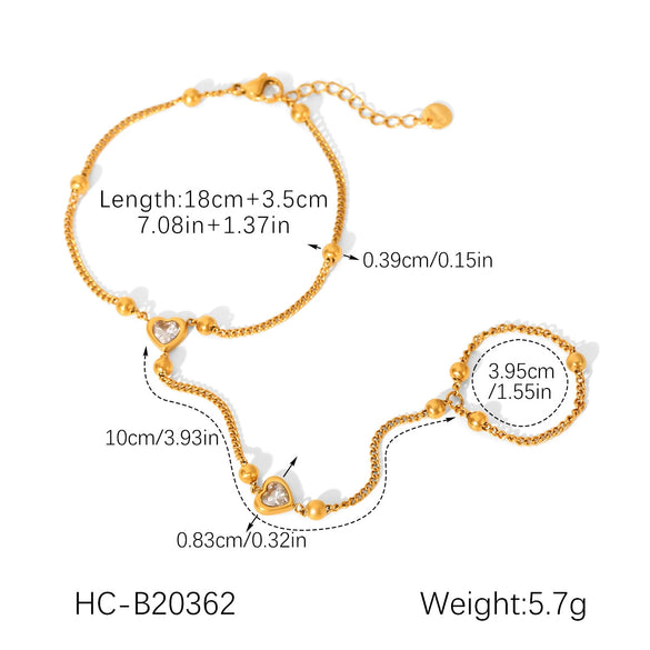 Wholesale Women's Geometric Stainless Steel Electroplated Bracelet And Finger Chain Jewelry