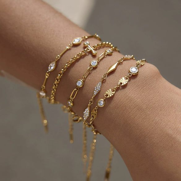 Wholesale Women's Geometric Stainless Steel Electroplated Bracelet Light Luxury Niche Stackable Jewelry