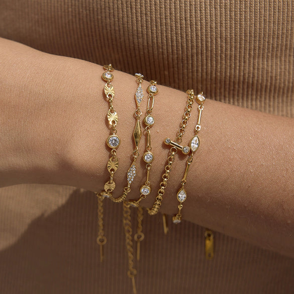 Wholesale Women's Geometric Stainless Steel Electroplated Bracelet Light Luxury Niche Stackable Jewelry