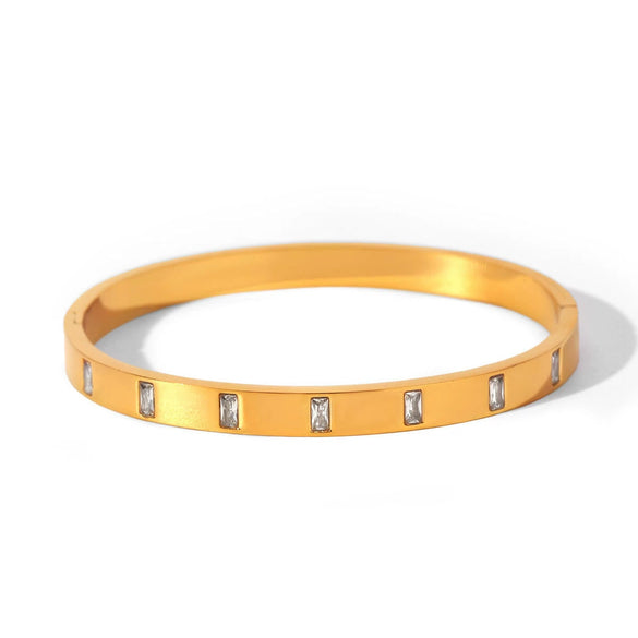 Wholesale Women's Geometric Stainless Steel Electroplated Bracelet With Zircon