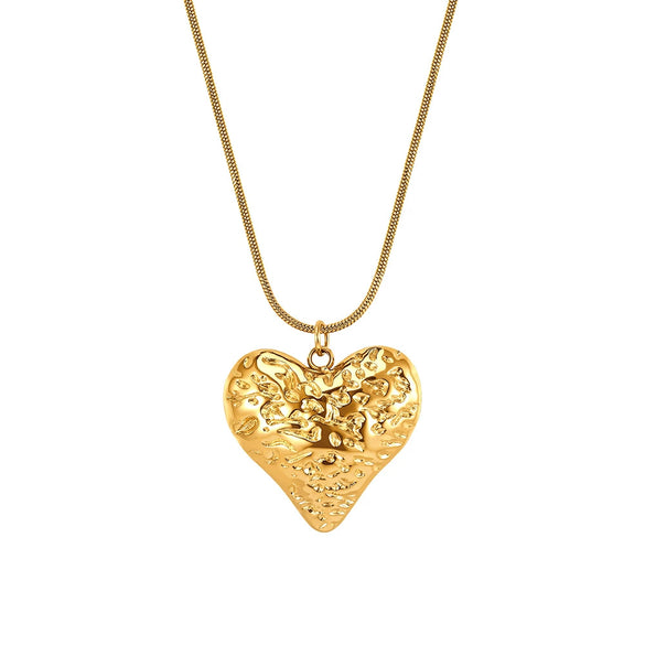 Wholesale Women's Geometric Stainless Steel Electroplated Calendering Chain Heart Pendant Clavicle Chain