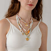Wholesale Women's Geometric Stainless Steel Electroplated Clavicle Chain Necklace With Fish Tail And Starfish Pendant