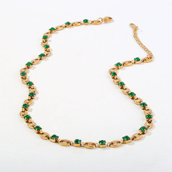 Wholesale Women's Geometric Stainless Steel Electroplated Cross Chain Necklace Set With Rhinestones And Highend Light Luxury Feel