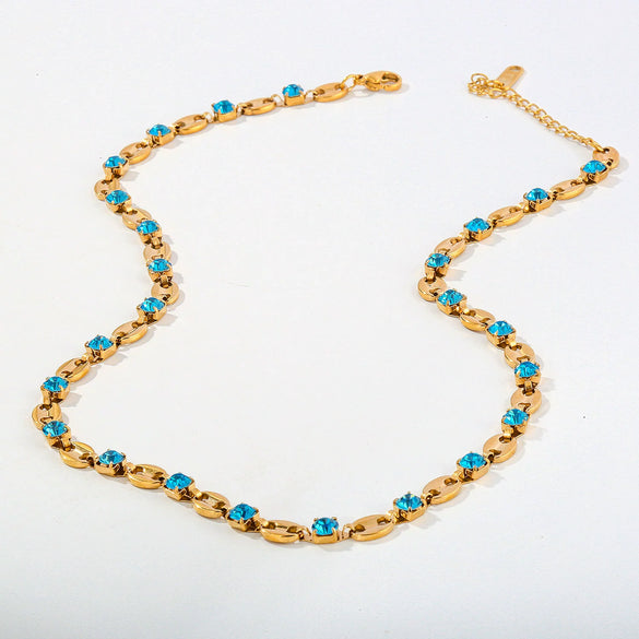 Wholesale Women's Geometric Stainless Steel Electroplated Cross Chain Necklace Set With Rhinestones And Highend Light Luxury Feel