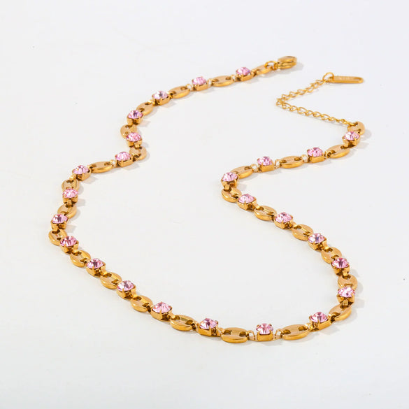 Wholesale Women's Geometric Stainless Steel Electroplated Cross Chain Necklace Set With Rhinestones And Highend Light Luxury Feel