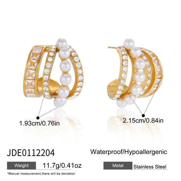 Wholesale Women's Geometric Stainless Steel Electroplated Cshaped Earrings And Ear Bone Studs Jewelry