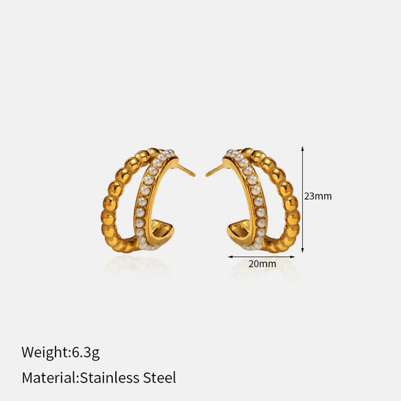 Wholesale Women's Geometric Stainless Steel Electroplated Cshaped Earrings Luxury Jewelry