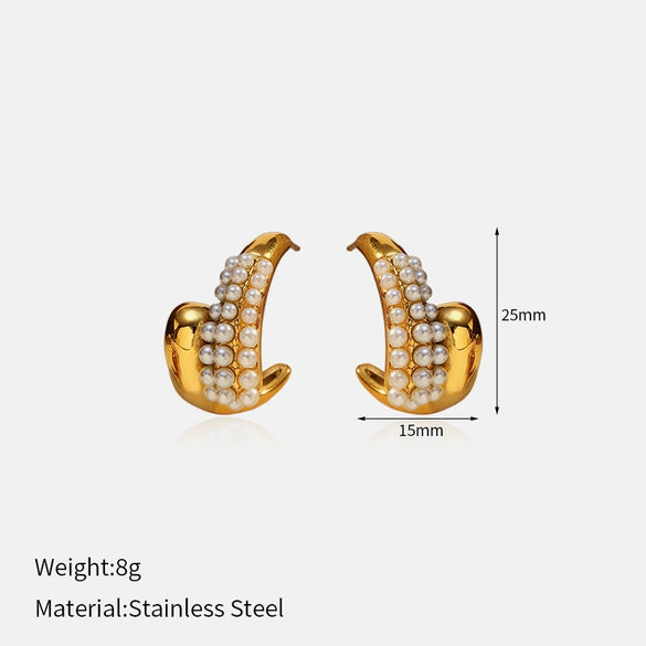 Wholesale Women's Geometric Stainless Steel Electroplated Cshaped Earrings Luxury Jewelry