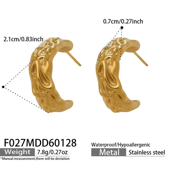 Wholesale Women's Geometric Stainless Steel Electroplated Cshaped Earrings Niche Design
