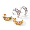 Wholesale Women's Geometric Stainless Steel Electroplated Cshaped Earrings With Colorful Zircon Inlays