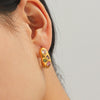 Wholesale Women's Geometric Stainless Steel Electroplated Cshaped Earrings With Colorful Zircon Inlays