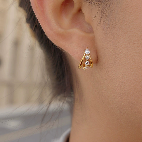 Wholesale Women's Geometric Stainless Steel Electroplated Cshaped Earrings