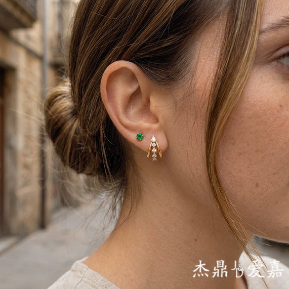 Wholesale Women's Geometric Stainless Steel Electroplated Cshaped Earrings
