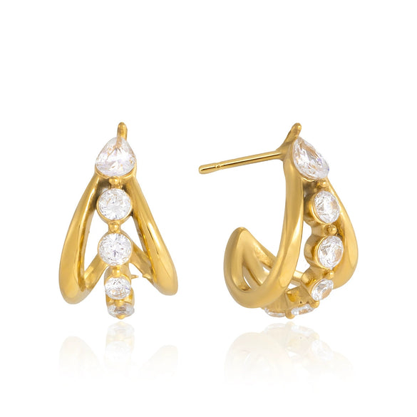 Wholesale Women's Geometric Stainless Steel Electroplated Cshaped Earrings