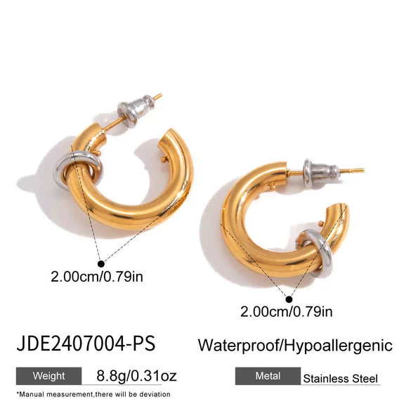 Wholesale Women's Geometric Stainless Steel Electroplated Cshaped Earrings