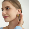 Wholesale Women's Geometric Stainless Steel Electroplated Cut Out Ball And Flower Earrings Niche Design