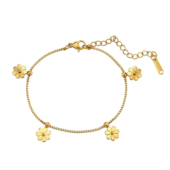 Wholesale Women's Geometric Stainless Steel Electroplated Daisy Bracelet Jewelry With Original Design
