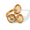 Wholesale Women's Geometric Stainless Steel Electroplated Diamond Open Ring Jewelry