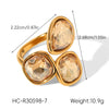 Wholesale Women's Geometric Stainless Steel Electroplated Diamond Open Ring Jewelry