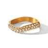 Wholesale Women's Geometric Stainless Steel Electroplated Diamondstudded Ring Trendy Jewelry