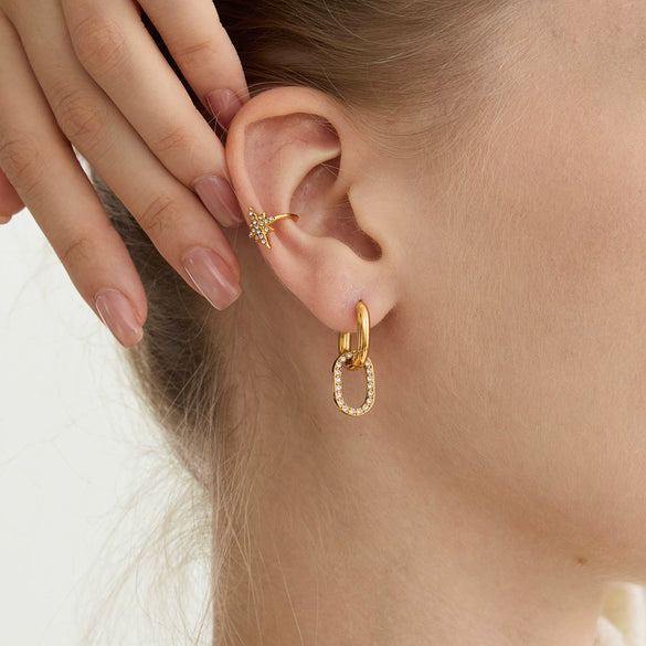 Wholesale Women's Geometric Stainless Steel Electroplated Earrings And Ear Clips Casual Style