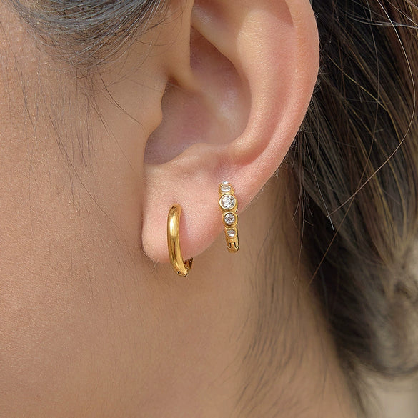 Wholesale Women's Geometric Stainless Steel Electroplated Earrings And Ear Clips Niche Design