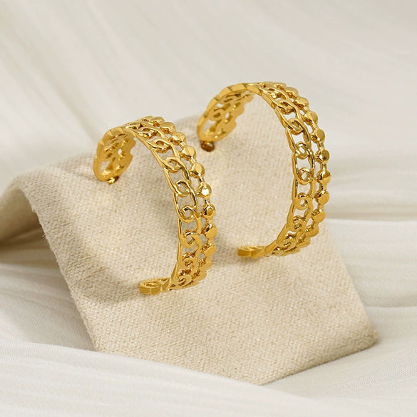 Wholesale Women's Geometric Stainless Steel Electroplated Earrings Hiphop Style