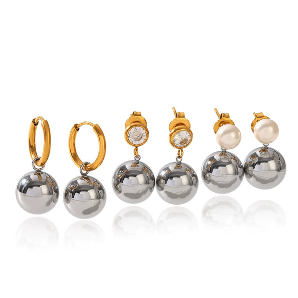 Wholesale Women's Geometric Stainless Steel Electroplated Earrings Minimalist Ins Style