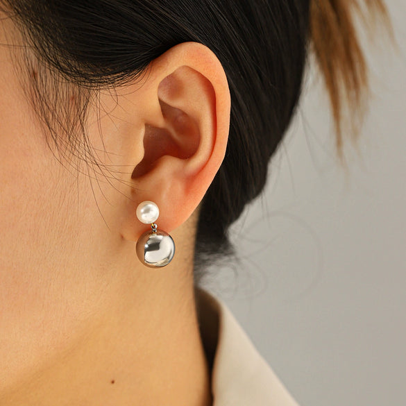 Wholesale Women's Geometric Stainless Steel Electroplated Earrings Minimalist Ins Style