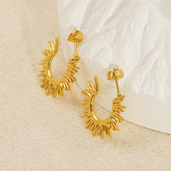 Wholesale Women's Geometric Stainless Steel Electroplated Earrings With Joker Design And Sunflower Pattern