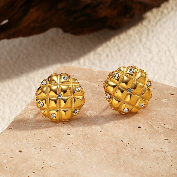 Wholesale Women's Geometric Stainless Steel Electroplated Earrings With Plants And Flowers Style