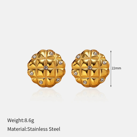 Wholesale Women's Geometric Stainless Steel Electroplated Earrings With Plants And Flowers Style