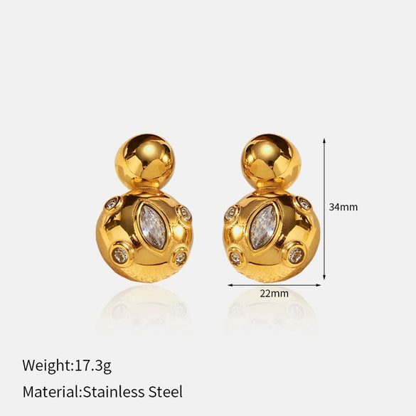 Wholesale Women's Geometric Stainless Steel Electroplated Earrings With Plants And Flowers Style