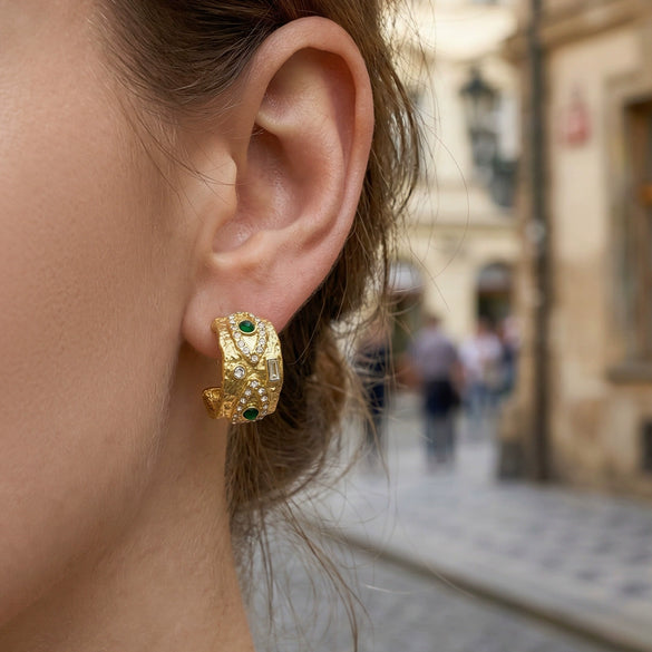 Wholesale Women's Geometric Stainless Steel Electroplated Earrings With Zircon