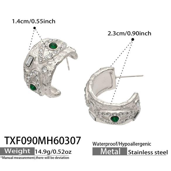 Wholesale Women's Geometric Stainless Steel Electroplated Earrings With Zircon